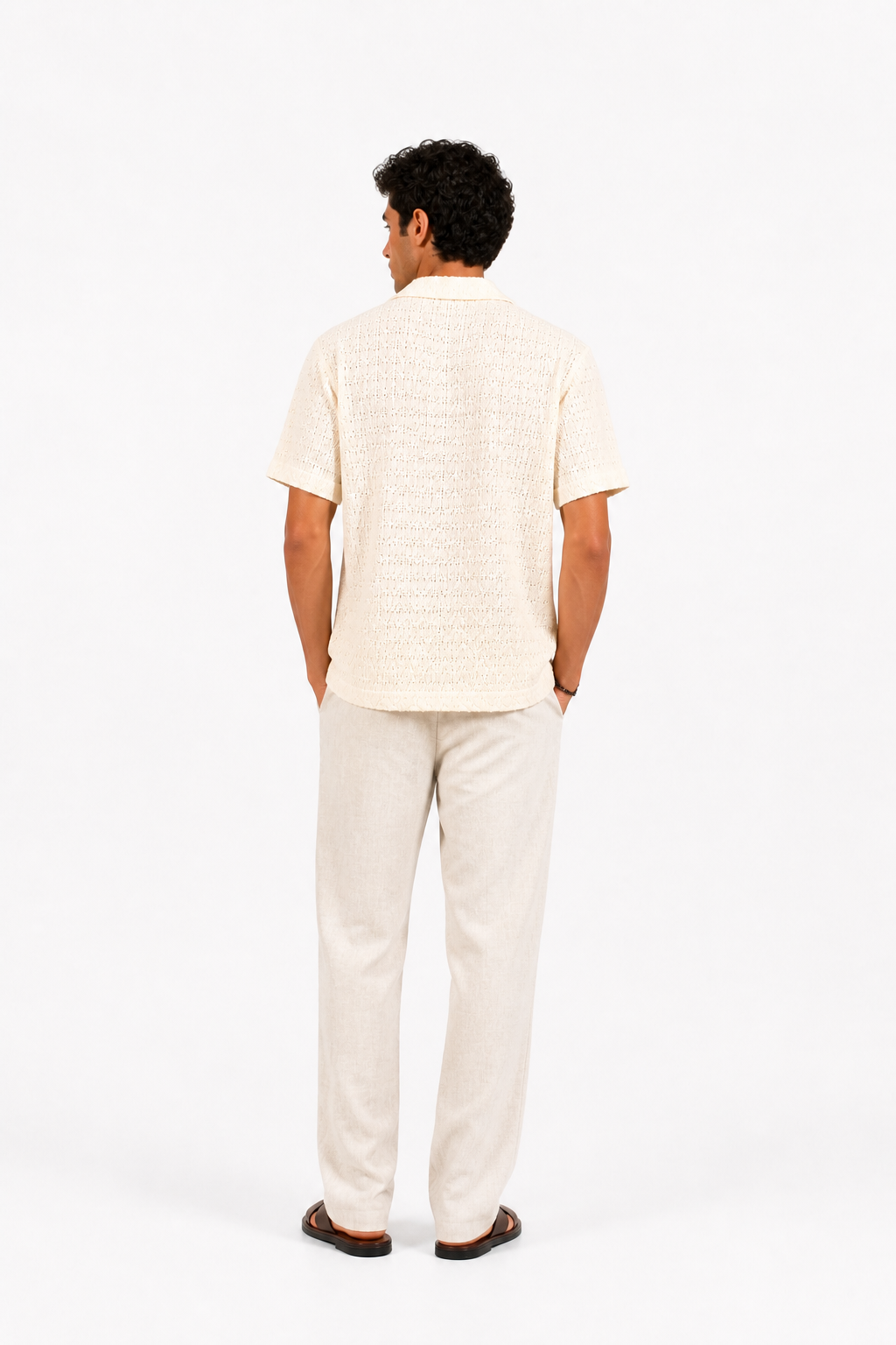 Cream Crochet Knit Shirt