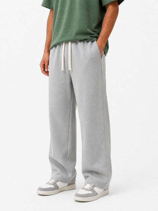 Wide Leg Pants - Light Gray