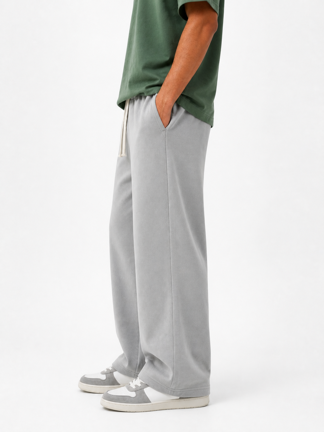 Wide Leg Pants - Light Gray